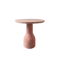 Prachtige Bijzettafel Van Roze Travertin