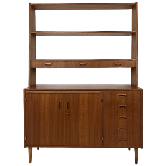 Scandinavisch Vintage Teak Fineren Boekenkast Vennesund 1