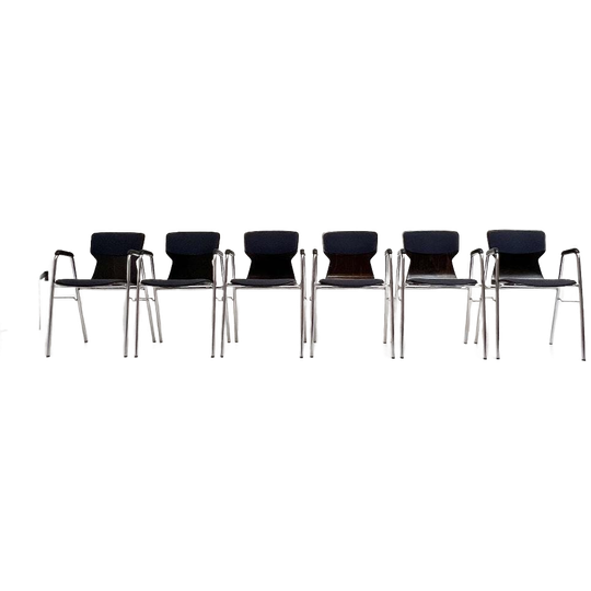 Set Van 6 Gestoffeerde Eromes Pagholz Stoelen, 1960's 1