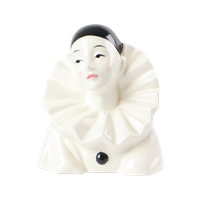 Vintage Pierrot Clown Beeldje Geglazuurd Keramiek Buste Jaren 70
