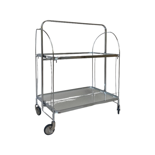 Trolley Met Chromen Frame En Geribbeld Glas