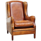 Karaktervolle Schapenleren Oorfauteuil/ Armchair Met Een Tijdloos Design En Zwarte Biezen thumbnail 1