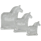 Lindshammar Glasworks Sweden - Dala Horse (3) - Kristal - Zweden - 70'S thumbnail 1