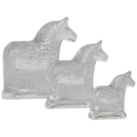 Lindshammar Glasworks Sweden - Dala Horse (3) - Kristal - Zweden - 70'S