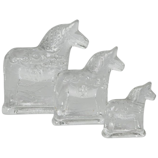 Lindshammar Glasworks Sweden - Dala Horse (3) - Kristal - Zweden - 70's 1
