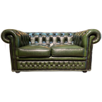 Gave En Stoere Engelse Chesterfield 2-Zits Bank Groen thumbnail 1