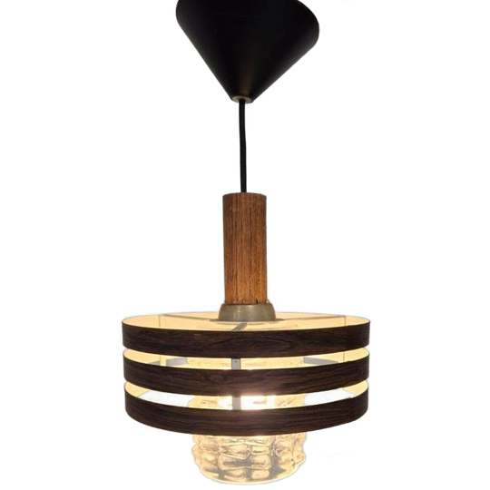 Vintage Hanglamp Met Houten Rand Design 1