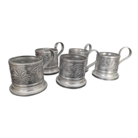 Vintage Zilverkleurige Houders Voor Theeglas Russisch 5x