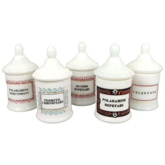 5 Opaline Apothekerspotjes 1