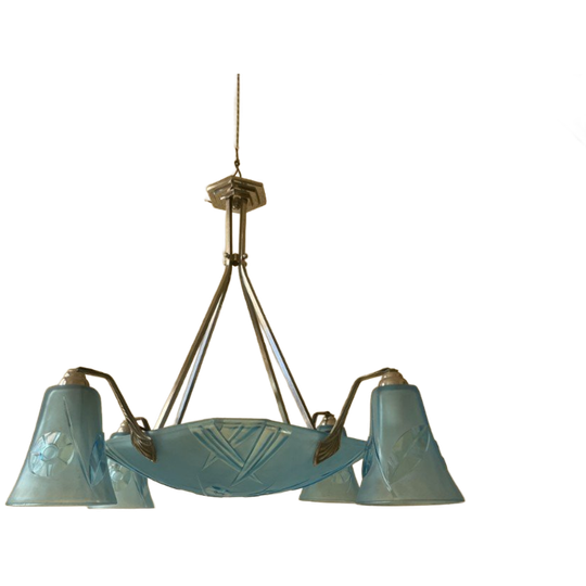 Lamp Hanglamp Art Deco 1930 Degué Gesigneerd Frans 1
