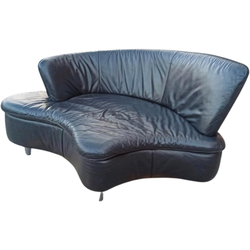 Leren Bankje / Loungebankje / Loveseat, Zwart