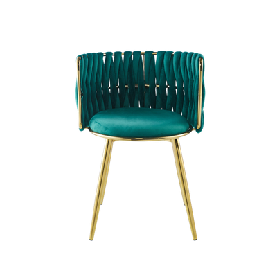 Fauteuil / Stoel Milla 100-In Set Van 2  Art Deco Stijl Velours / Velvet Groen Met Goud| Tweedekans