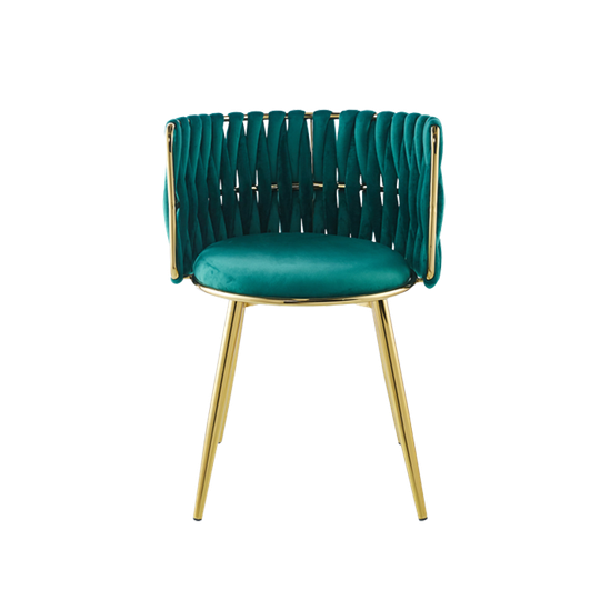 Fauteuil / Stoel Milla 100-in Set Van 2 Art Deco Stijl Velours / Velvet Groen Met Goud| Tweedekans 1