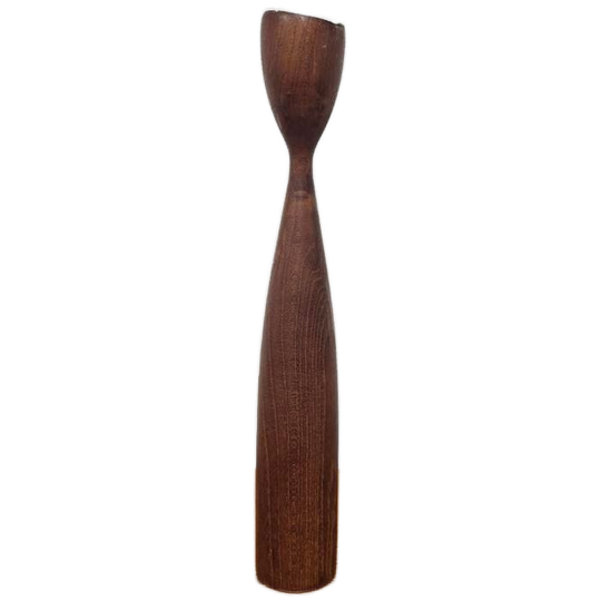 Vintage Deense Teak Houten Kandelaar. 1