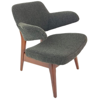 Vintage Louis van Teeffelen Fauteuil Webe Groen Wol De Ploeg