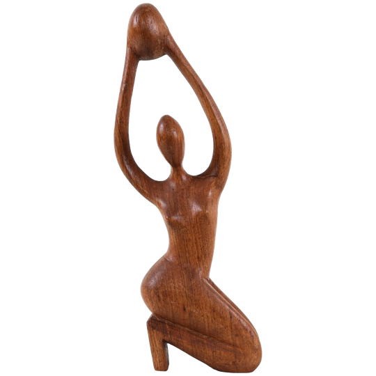 Teak Sculpture Woman, Danish Design, 1970s, Made In Denmark 1