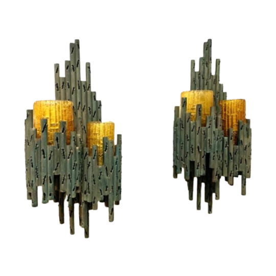 Set Brutalist Wandlampen Marcello Fantoni 1