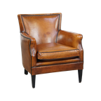 Subtiele Cognac-Kleurige Schapenleren Armchair Met Een Leuke Vormgeving thumbnail 1