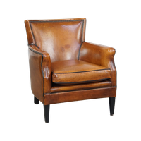 Subtiele Cognac-Kleurige Schapenleren Armchair Met Een Leuke Vormgeving