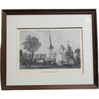 Oude Gravure Van Het Dorp Kekerdom (Bij Nijmegen) In Lijst. thumbnail 1