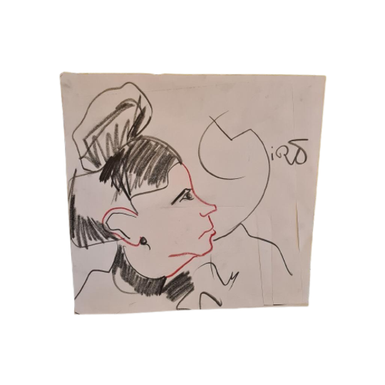 Krijt Tekening Gesigneerd Miro, 2e Helft 20e Eeuw 1