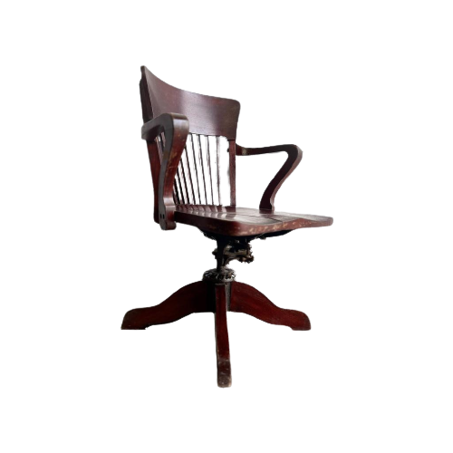 Vintage Houten Amerikaanse Bureaustoel / Desk Chair