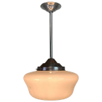 Art Deco Hanglamp Met Witte Kap, Jaren 30 thumbnail 1