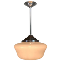 Art Deco Hanglamp Met Witte Kap, Jaren 30