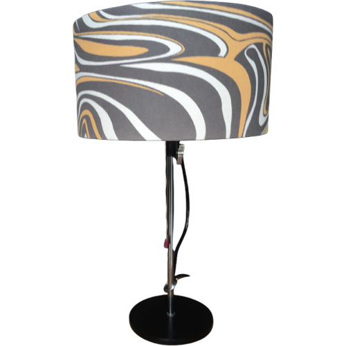 Table Lamp With Grey And Pink Shade, Shade Adjustable In Height