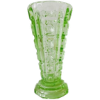 Art Deco Uranium Vaasje In Annagroen Persglas thumbnail 1