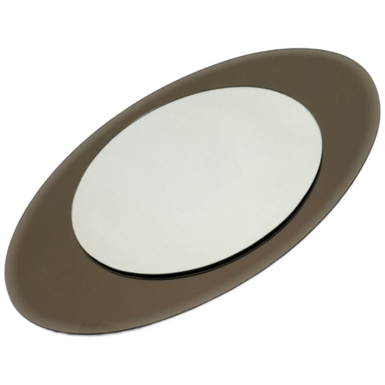 Italiaanse Vintage Ovale Spiegel Met Taupe Getint Glas 1