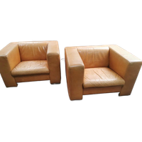 Vintage Grote Leren Fauteuils