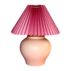 Perzikkleurige Mushroom Lamp Met Grote Hardroze Plissé Kap - Tnc2 thumbnail 1