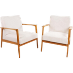 2 Vintage Fauteuils Crème Japandi Stijl Ribstof Off White thumbnail 1