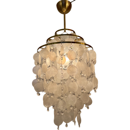 Vintage Capiz Schelpen Hanglamp Lamp Messing Frame