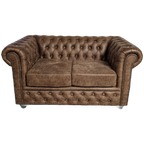 Brighton 2-zits Classic Chesterfield Bank – Bruin, Soft Leer thumbnail 1