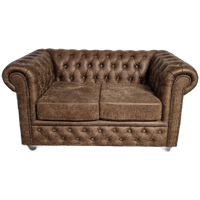 Brighton 2-zits Classic Chesterfield Bank – Bruin, Soft Leer