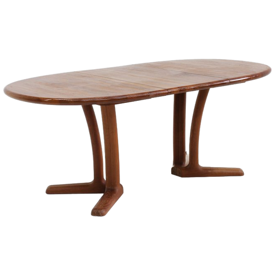 Vintage dyrlund Deense Ovalen Uitschuifbare Eettafel Massief Teak 1