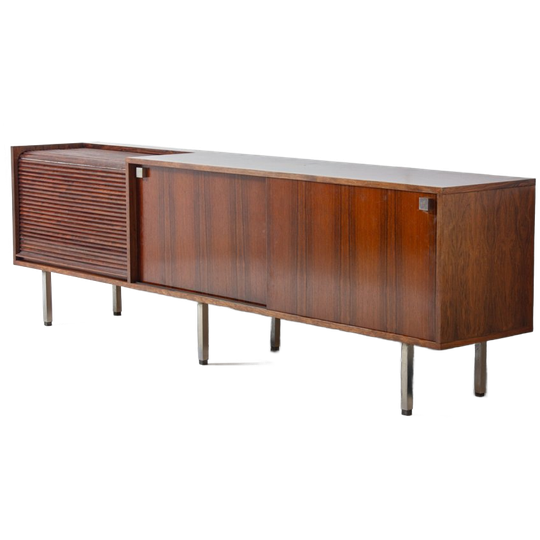 Zeldzame Teak Dressoir Met Bar Rolluik Door Alfred Hendrickx, 1960 1