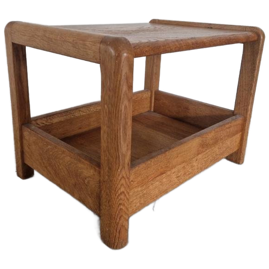 Vintage Scandinavische Eiken Side Table Met Kranten Bak 1