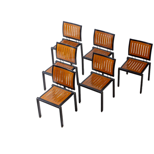 Set Van 6 Postmoderne Quadro Eetkamerstoelen Van Bruno Rey, Zwitserland 1980 1