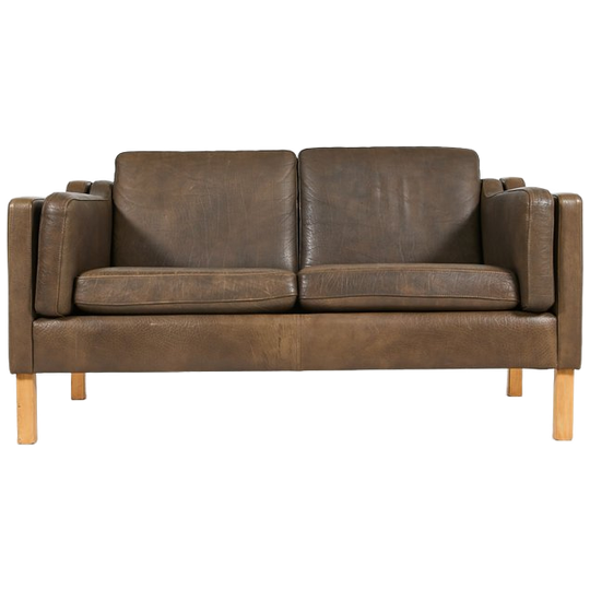 Two Seat Brown Leather Sofa From Vemb, 1980’s Denmark 1