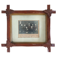 Antique Oak Leaf Carved Wooden Acorn Photo Frame / Family Picture 1916