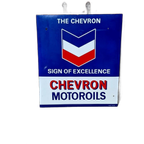 Xl Emaille Reclamebord Chevron Motoroil, Langcat Bussum️⛽️ thumbnail 1