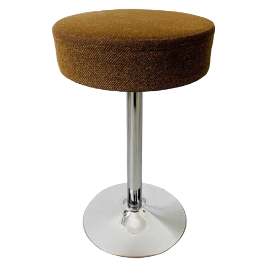 Knoll Kruk Trompetvoet Chroom Bruin Jaren 70 Space Age 1