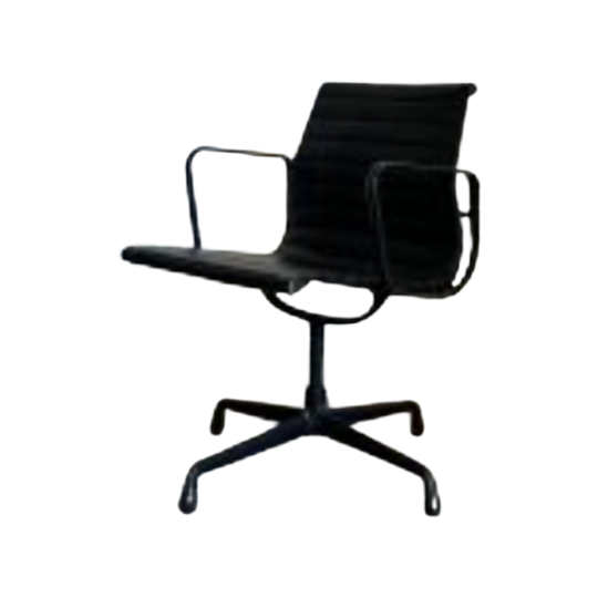 Vitra Ea 108 Black On Black Edition – Luxe Designstoel In Zwart Leer 1