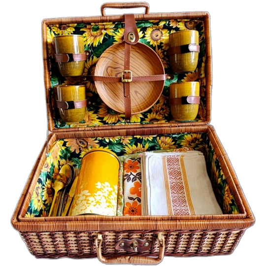 Vintage Unieke Gerestylde Picknickmand, Zomers En Sfeervol 1