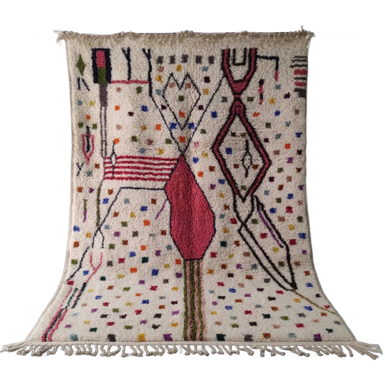 Large Artistic Moroccan Rug With Abstract Figures & Symbols 300x200 Cm 1