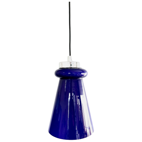 Peill & Putzler Blauwe Glazen Pendant Design Lamp 1960S