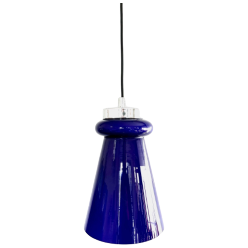 Peill & Putzler Blauw Glazen Pendant Design Lamp 1960S